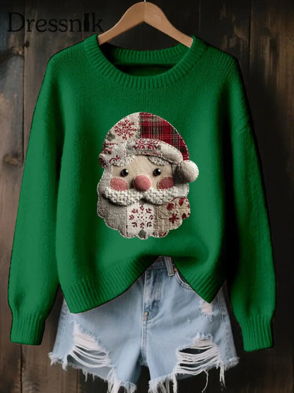 Damen Weihnachts mann Print Casual Top Grün / S