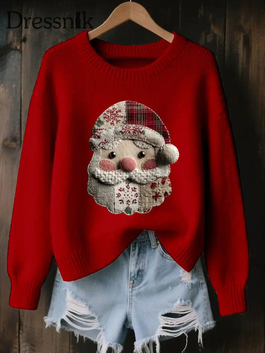 Damen Weihnachts mann Print Casual Top Rot / S