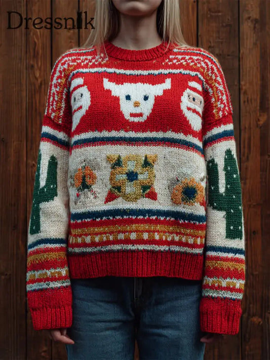 Damen Weihnachts muster Gemütliche Strick pullover als bild / S