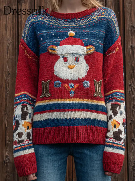 Damen Weihnachts muster Gemütliche Strick pullover als bild / S