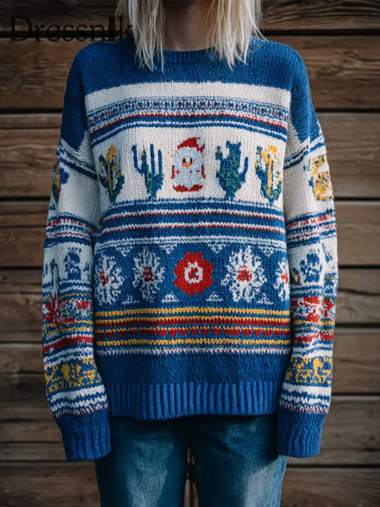 Damen Weihnachts muster Gemütliche Strick pullover als bild / S