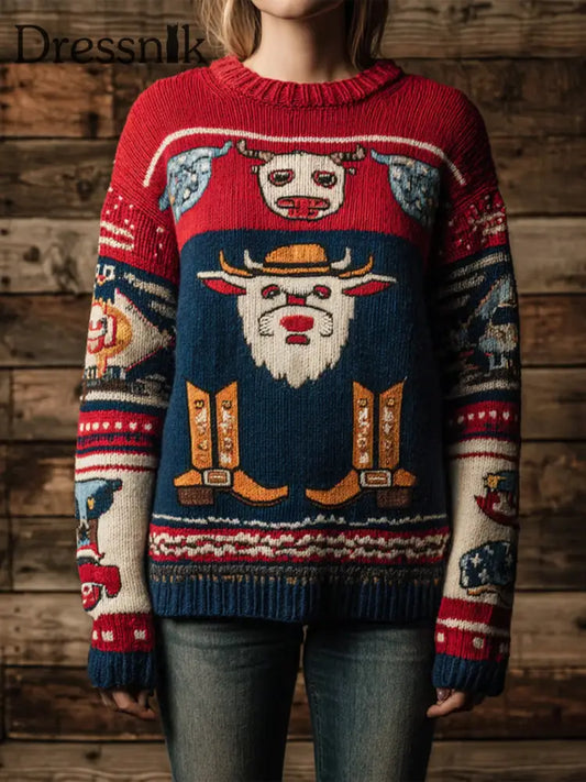Damen Weihnachts muster Gemütliche Strick pullover als bild / S