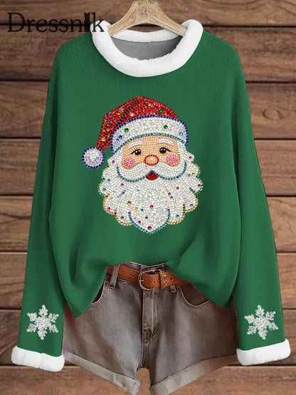 Damen Weihnachts muster Pelz oberteil Grün / S