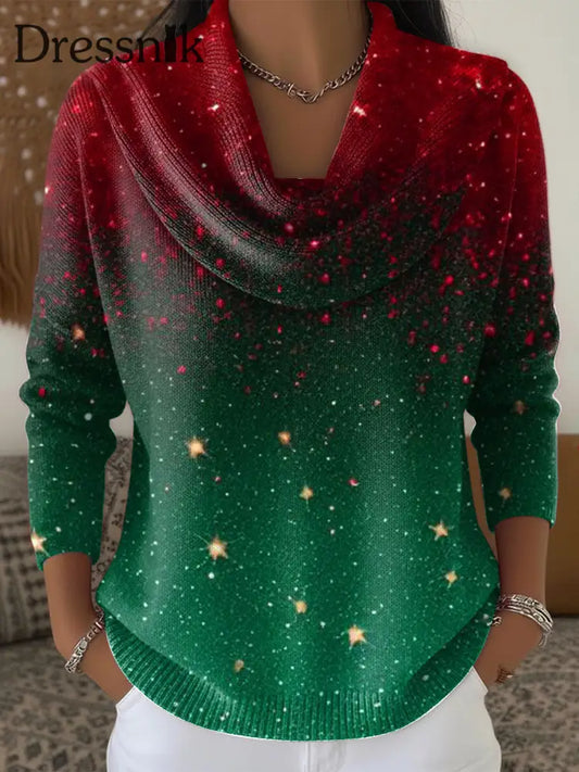 Damen Weihnachts pullover in Rot und Grün mehrfarbig / S