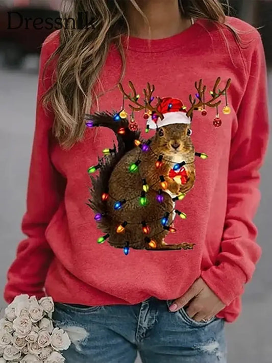 Damen-Weihnachts-Raglan-Ärmel-Sweatshirt Rot / S