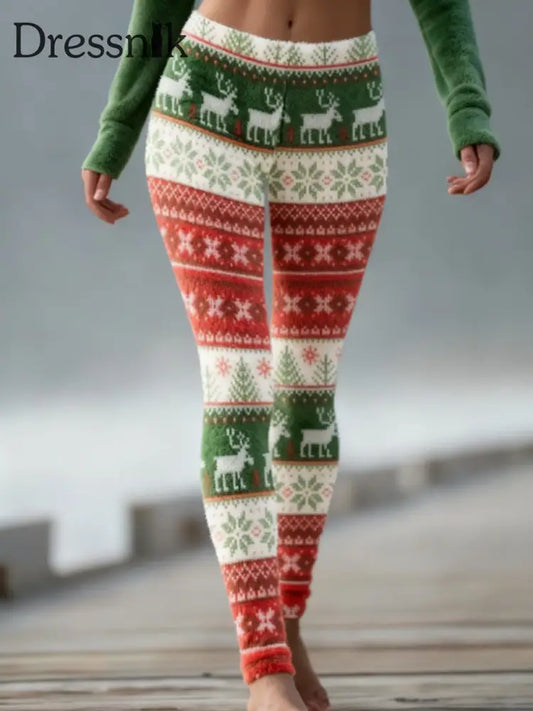 Damen-Weihnachts-Samt-Leggings als bild / S