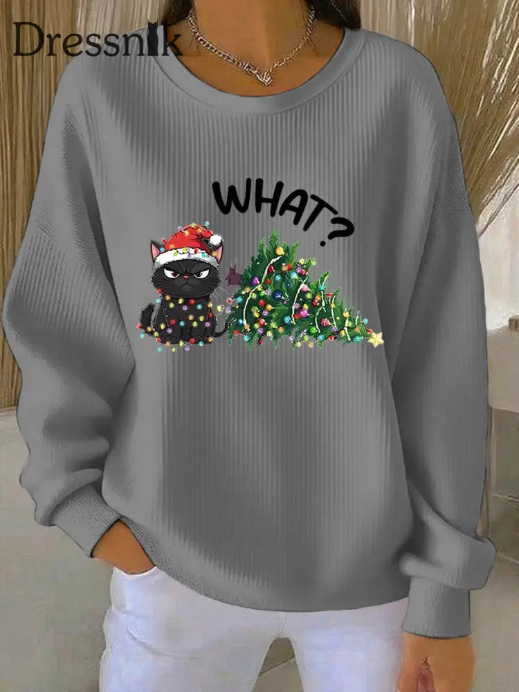 Damen-Weihnachts-Sweatshirt mit Rundhals ausschnitt Grau / S