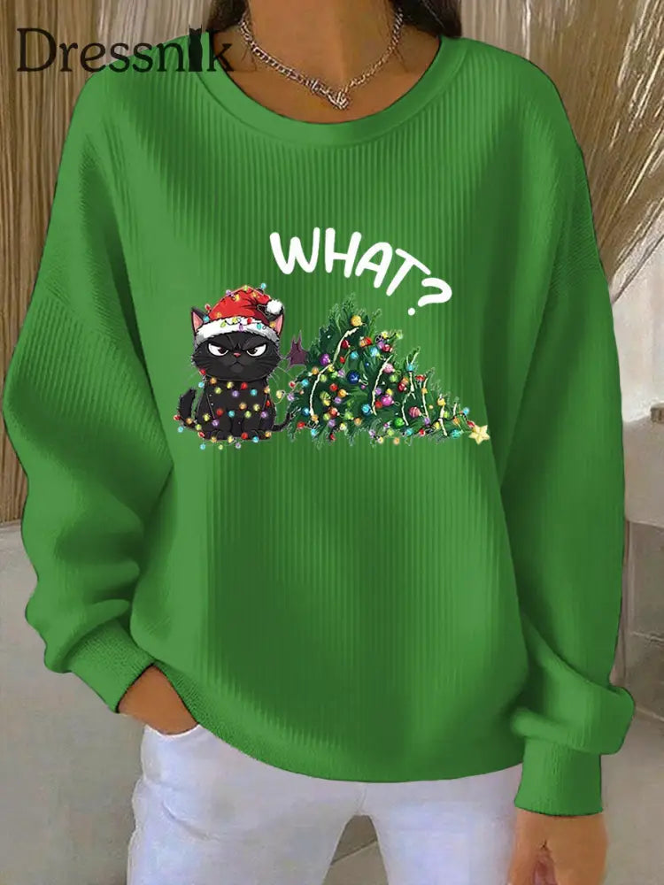 Damen-Weihnachts-Sweatshirt mit Rundhals ausschnitt Grün / S