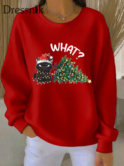 Damen-Weihnachts-Sweatshirt mit Rundhals ausschnitt Rot / S