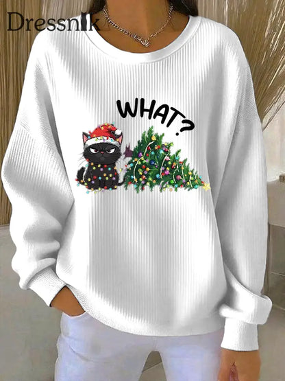 Damen-Weihnachts-Sweatshirt mit Rundhals ausschnitt Weiß / S