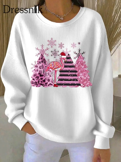Damen-Weihnachts-Sweatshirt mit Rundhals ausschnitt Weiß / S
