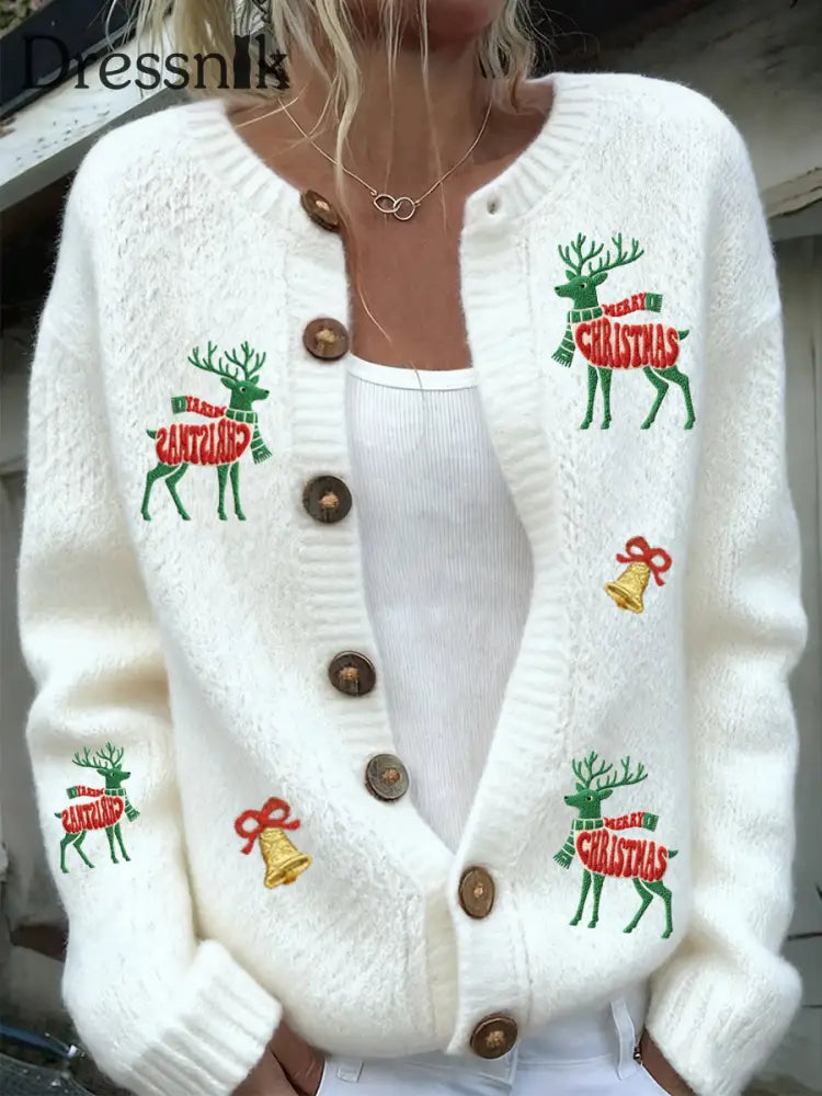 Damen Weihnachts tier Kunst Casual Cardigan Top A / S