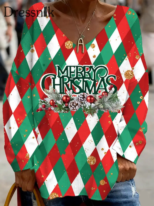 Damen-Weihnachtshemd-lässiges bequemes langärmliges Oberteil A / S