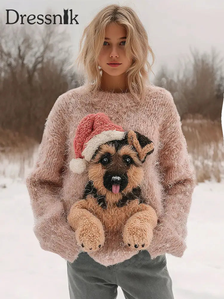 Damen-Weihnachtshund-Druck-Tops als bild / S