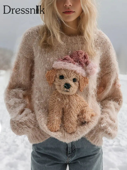 Damen-Weihnachtshund-Druck-Tops als bild / S