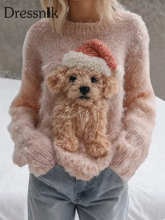 Damen-Weihnachtshund-Druck-Tops als bild / S