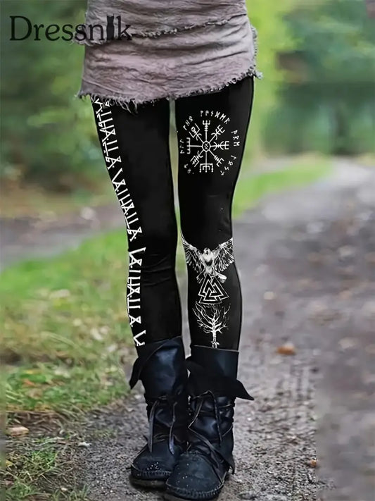Damen-Wikinger-Leggings Schwarz / S