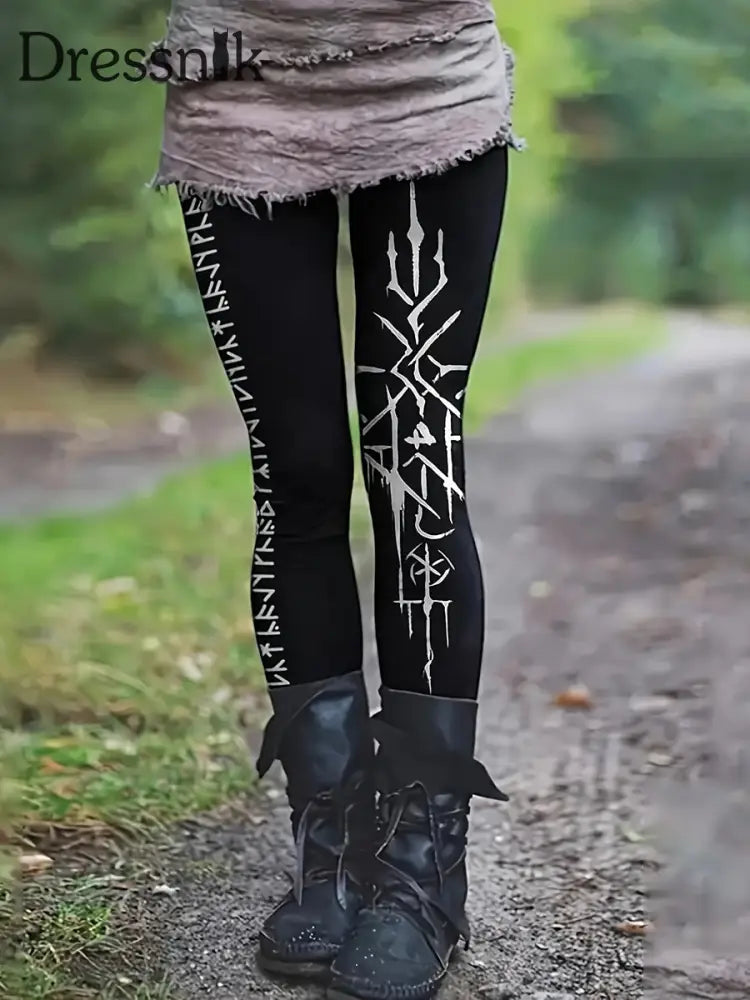 Damen-Wikinger-Leggings Schwarz / S