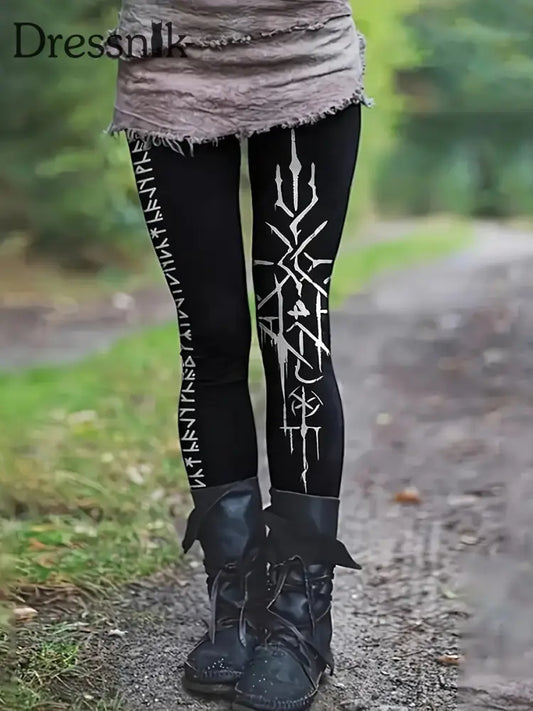 Damen-Wikinger-Leggings Schwarz / S