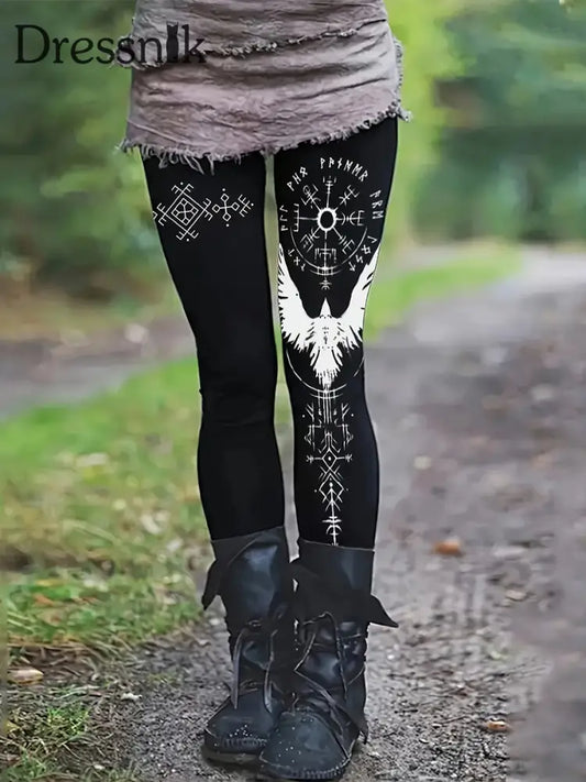 Damen-Wikinger-Leggings Schwarz / S