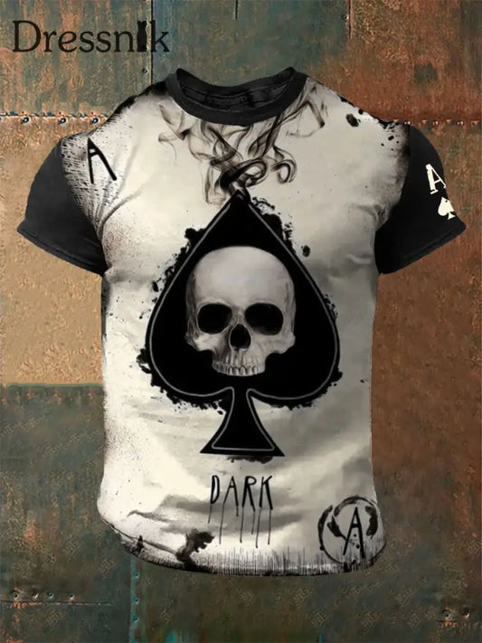 Das Herren skelett hat ein Pik-Ass-T-Shirts als bild / S