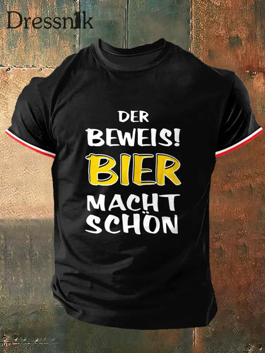 Der Beweist Bier Macht Schon Print Vintage Mode Kurzarm T-Shirt Schwarz / S