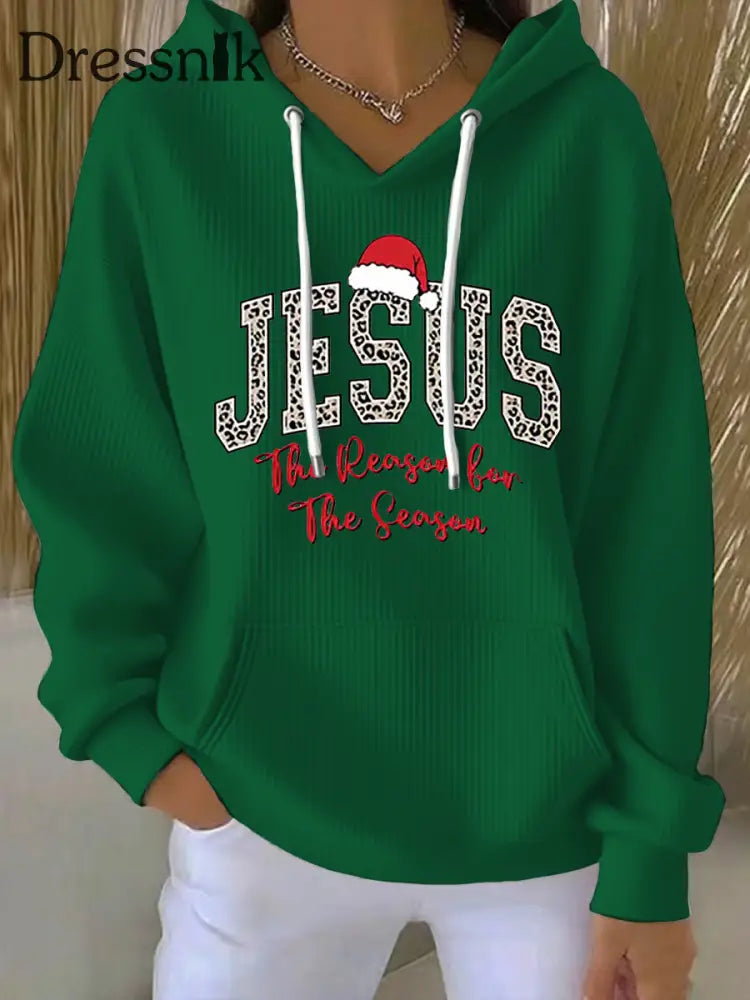 Der Glaube gedruckter Hoodie Frauen Jesus Der Grund für die Saison Grün / S