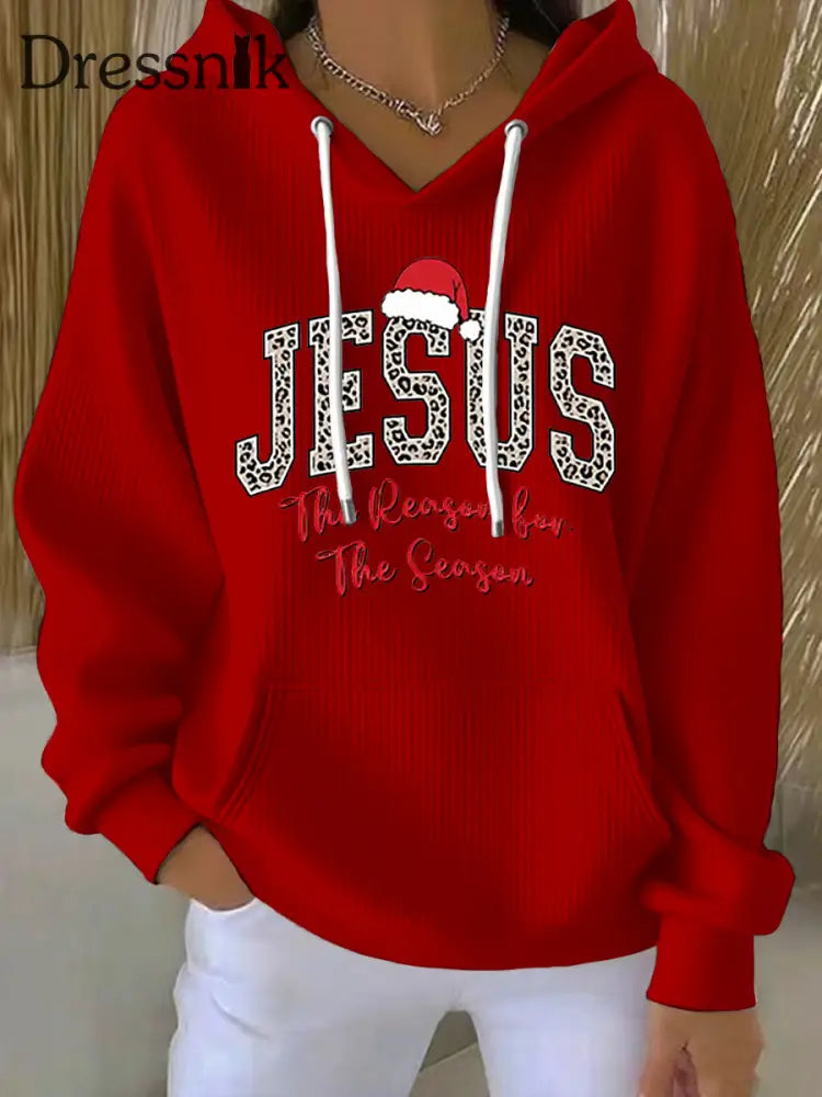 Der Glaube gedruckter Hoodie Frauen Jesus Der Grund für die Saison Rot / S
