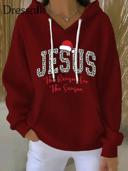 Der Glaube gedruckter Hoodie Frauen Jesus Der Grund für die Saison Weinrot / S