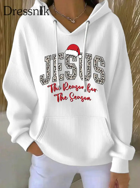 Der Glaube gedruckter Hoodie Frauen Jesus Der Grund für die Saison Weiß / S