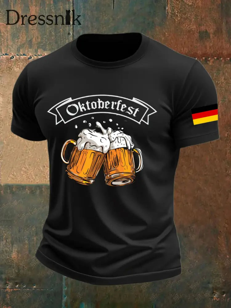 Deutsches Oktoberfest der Männer in München bedrucktes T-Shirt Schwarz / S