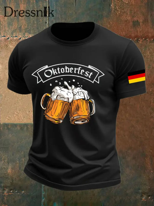 Deutsches Oktoberfest der Männer in München bedrucktes T-Shirt Schwarz / S