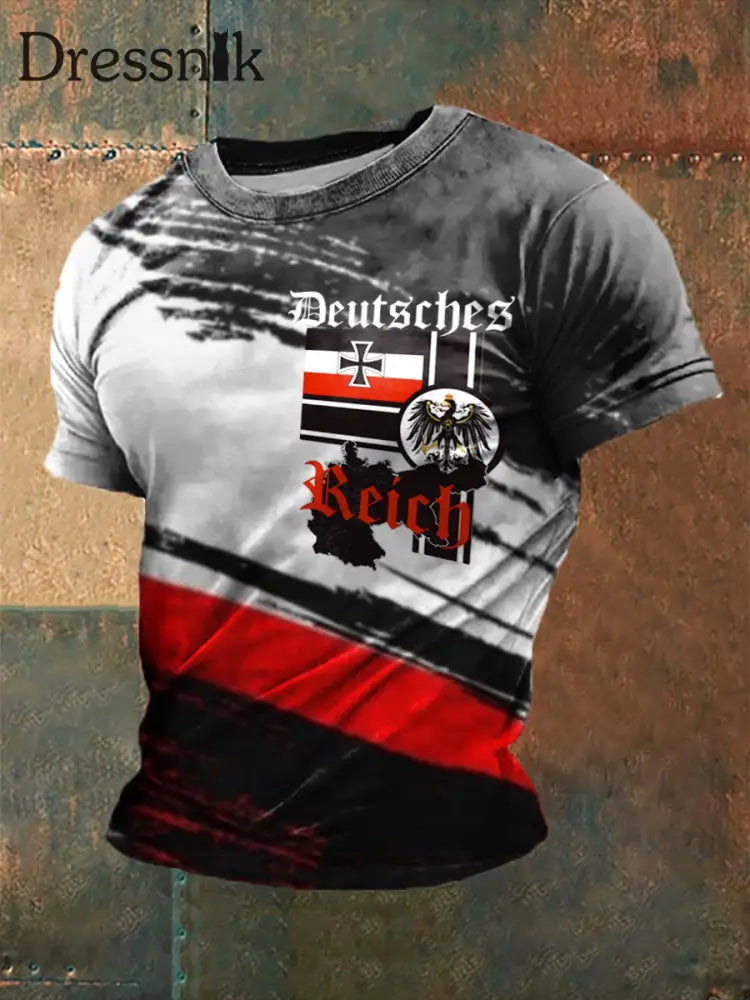 Deutsches Reich bedrucktes Kurzarm-T-Shirt für Männer als bild / S