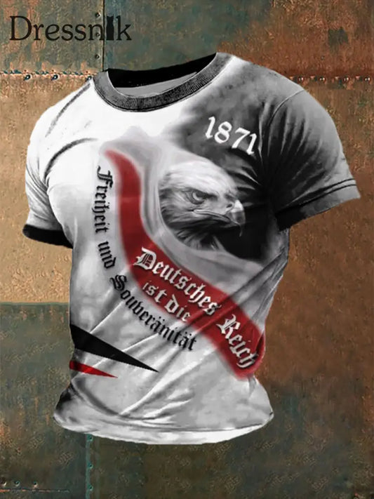 Deutsches Reich bedrucktes Kurzarm-T-Shirt für Männer als bild / S