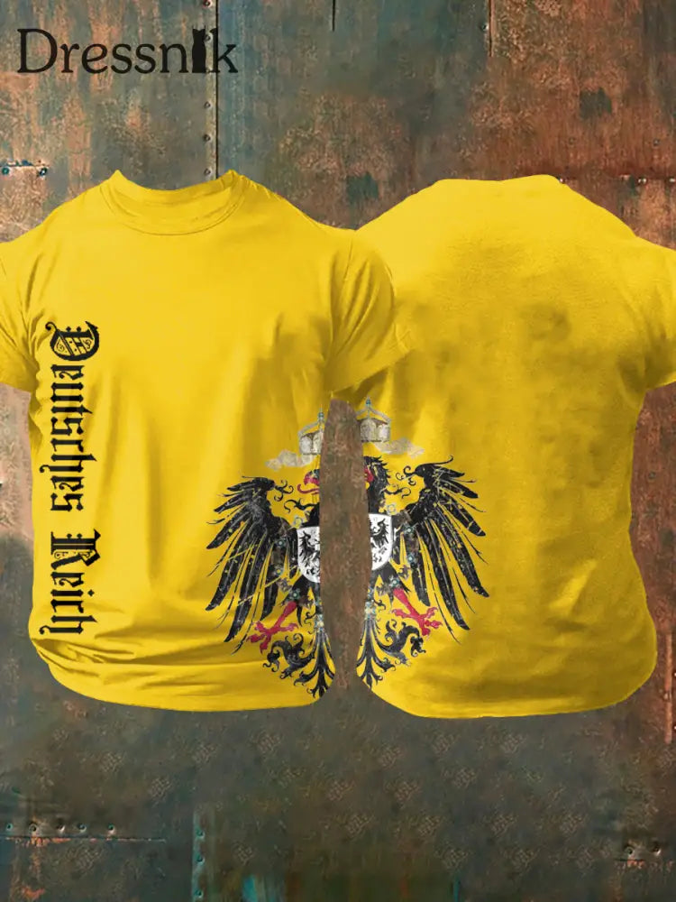Deutsches Reich bedrucktes Kurzarm-T-Shirt für Männer Gelb / S