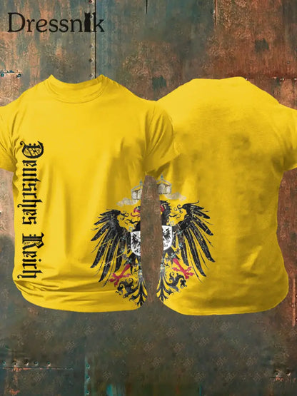 Deutsches Reich bedrucktes Kurzarm-T-Shirt für Männer Gelb / S