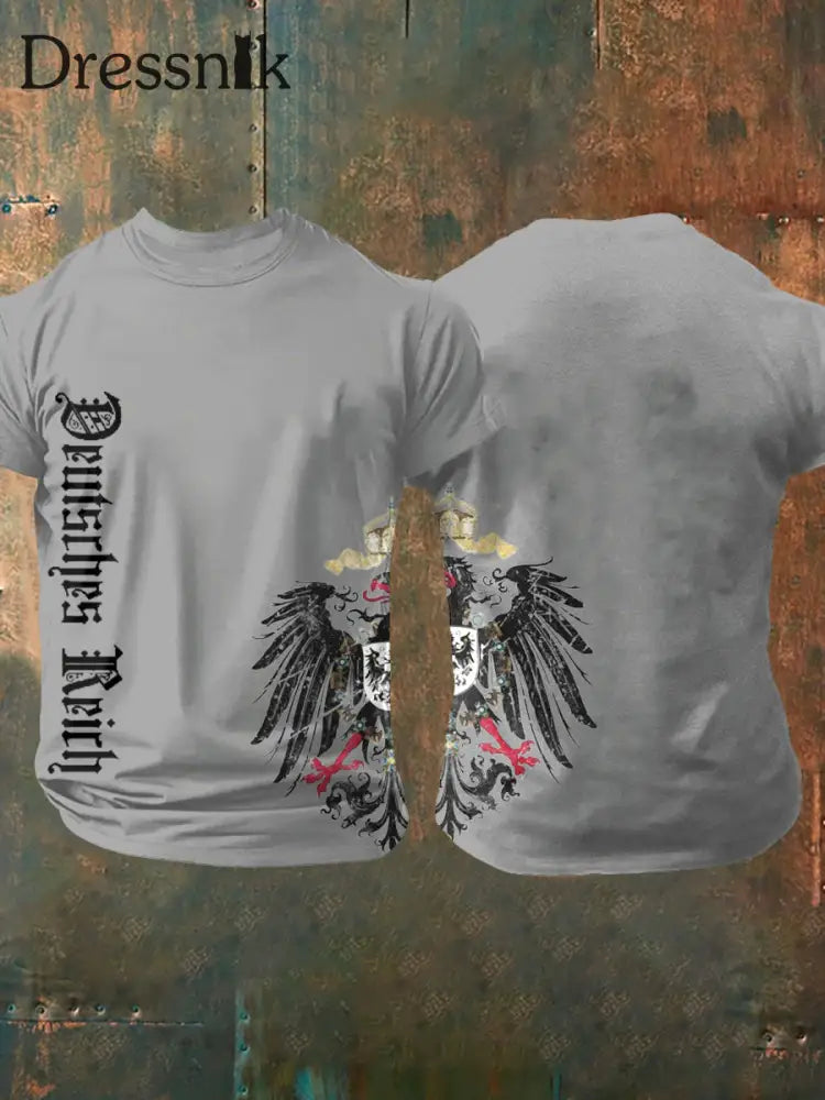 Deutsches Reich bedrucktes Kurzarm-T-Shirt für Männer Grau / S