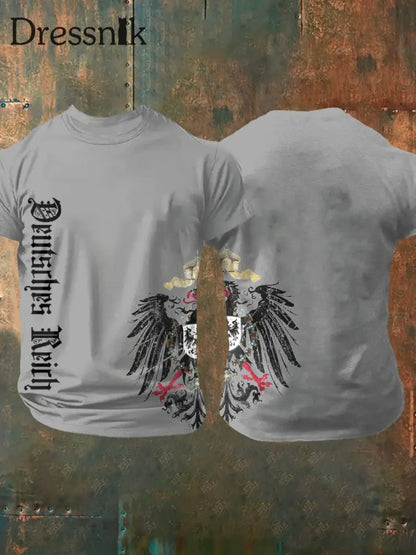 Deutsches Reich bedrucktes Kurzarm-T-Shirt für Männer Grau / S