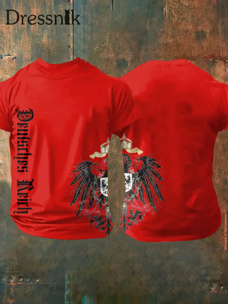 Deutsches Reich bedrucktes Kurzarm-T-Shirt für Männer Rot