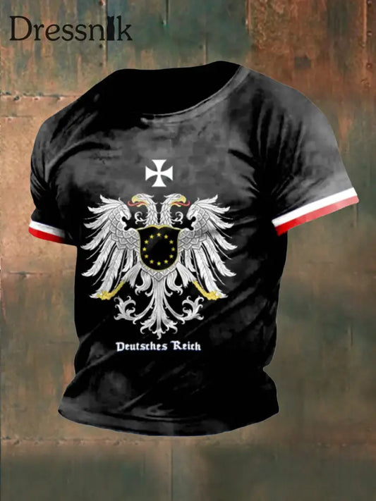 Deutsches Reich bedrucktes Kurzarm-T-Shirt für Männer Schwarz / S