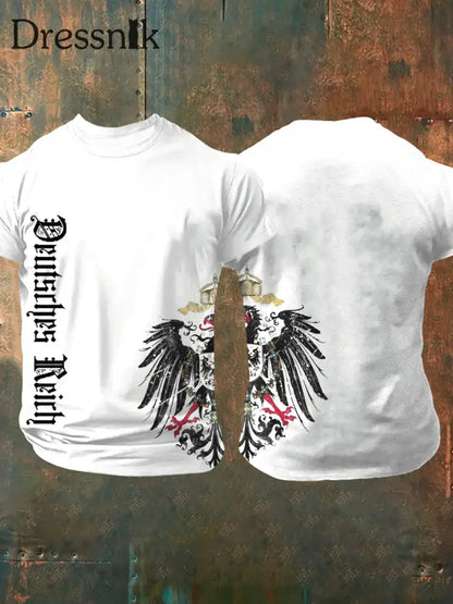 Deutsches Reich bedrucktes Kurzarm-T-Shirt für Männer Weiß / S