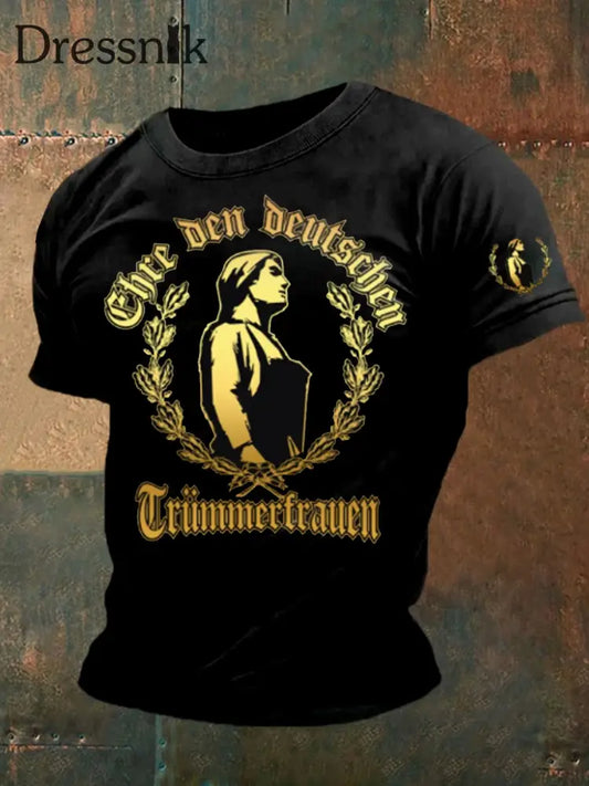 Deutsches Vintage Kunstdruck-T-Shirt für Männer A / S