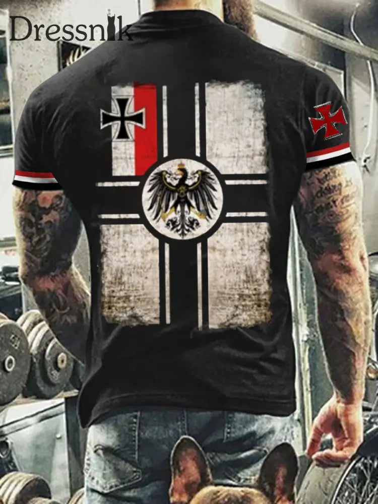 Deutsches Vintage Kunstdruck-T-Shirt für Männer A / S