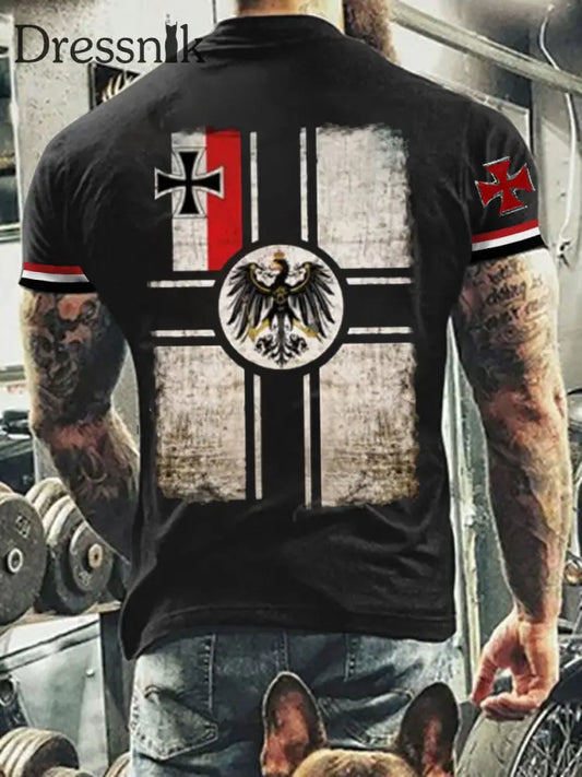 Deutsches Vintage Kunstdruck-T-Shirt für Männer A / S