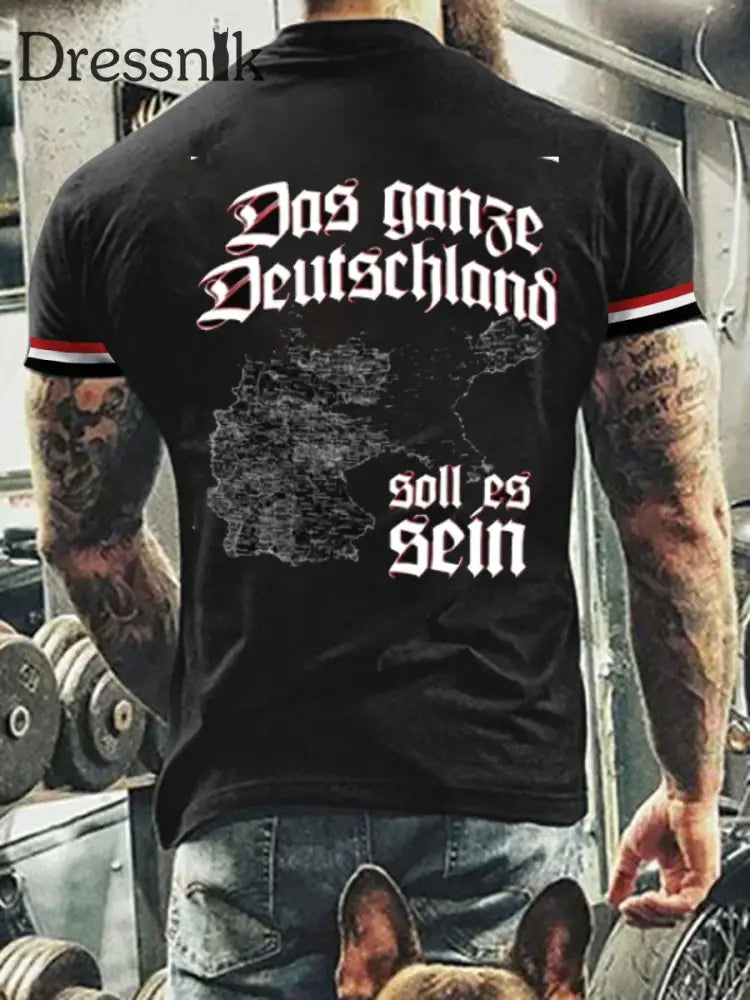 Deutsches Vintage Kunstdruck-T-Shirt für Männer A / S
