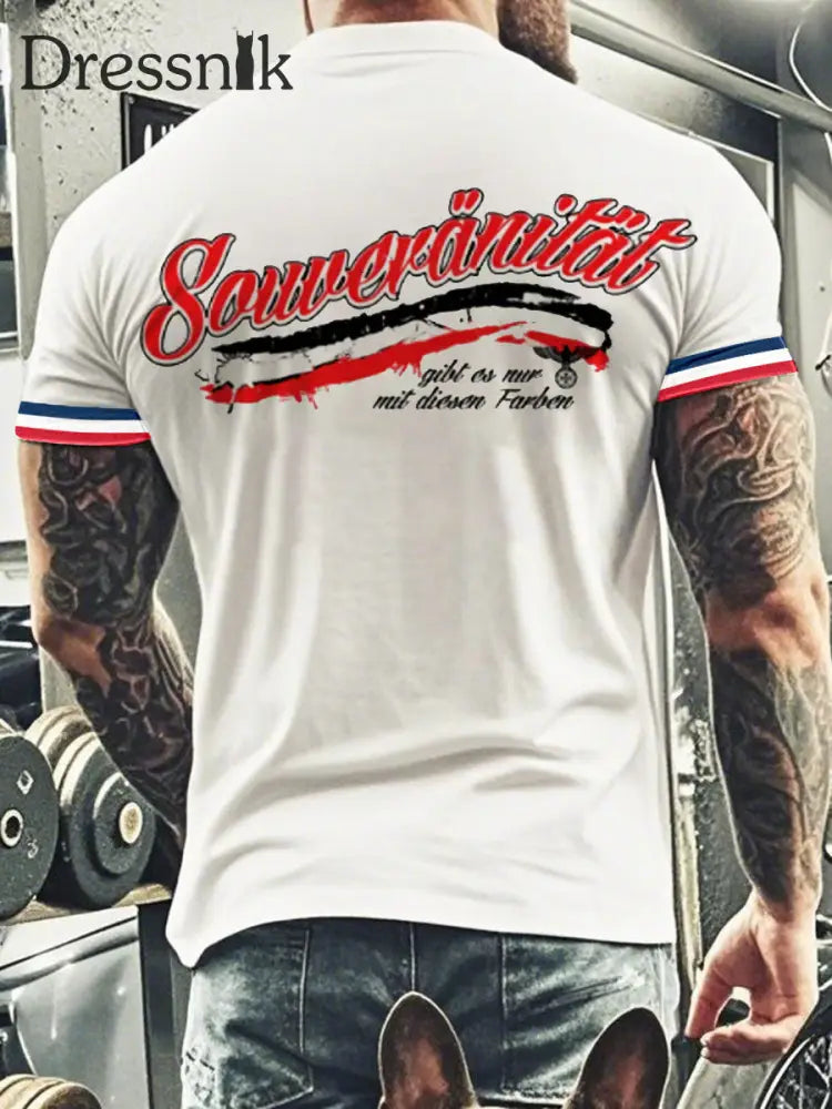 Deutsches Vintage Kunstdruck-T-Shirt für Männer A / S