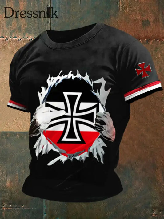 Deutsches Vintage Kunstdruck-T-Shirt für Männer A / S