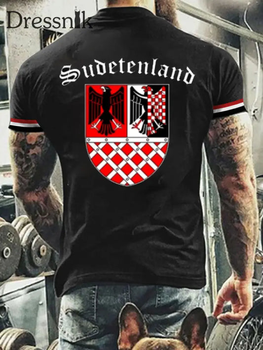 Deutsches Vintage Kunstdruck-T-Shirt für Männer A / S
