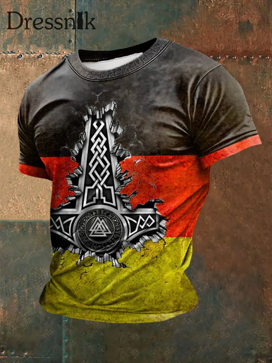 Deutsches Wikinger-Bedrucktes Kurzarm-T-Shirt für Männer als bild / S