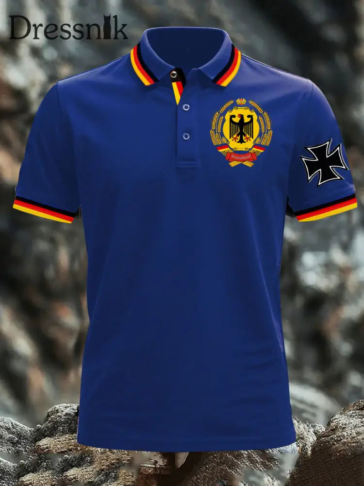 Deutschland bedrucktes Herren hemd Blau / S